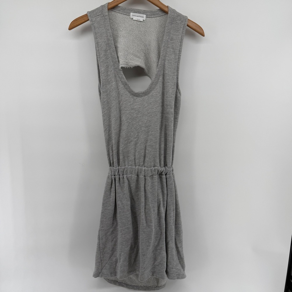 Lovers and Friends Gray French Terry Open Back Mini Dress Size S Sleeveless
